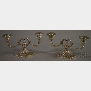 Pair of American Weighted Sterling Two-light Dwarf Candelabra