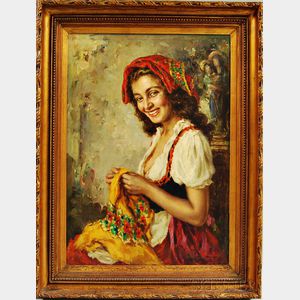 Luigi Amato (Italian, 1898-1961) Girl with a Yellow Shawl