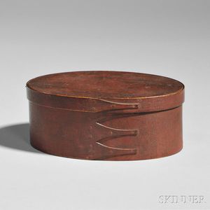 Shaker Deep Red-painted Pine and Maple Oval Box