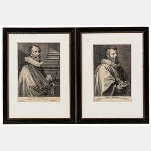 Two Portrait Engravings After Anthony van Dyck: Portrait of Michael Mirevelt (Michiel Mierevelt) Engraved by Willem Jacobsz Delff (Dutc