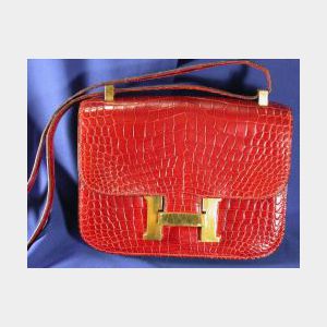 Red Alligator &#34;Constance&#34; Handbag, Hermes