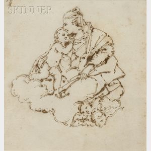 Italian School, 18th/19th Century The Madonna and Child Seated on a Cloud.