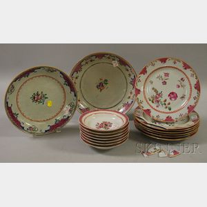 Fifteen Pieces of Chinese Export Porcelain Tableware