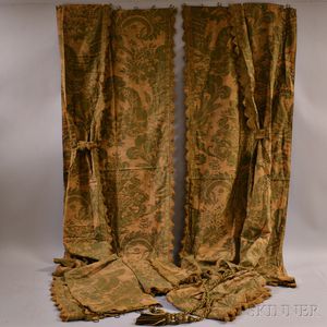 Two Pairs of Fortuny Drapes with Valences. 