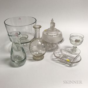 Group of Colorless Glass Vessels