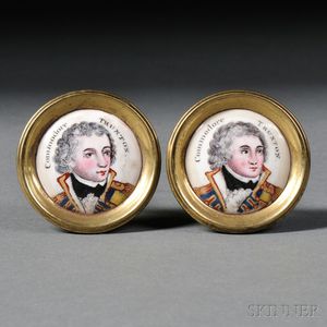 Pair of "Commodore Truxton" Enameled Porcelain and Brass Mirror Supports