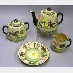 Three-Piece Royal Doulton Series Ware Hastings Bayeux Tapestry Tea Set and a Saucer