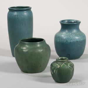 Three Hampshire Vases and a Van Briggle Pottery Vase