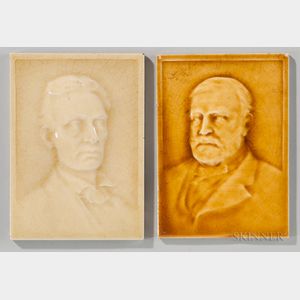 Two J.G. & J.F. Low Art Tile Works Art Pottery Presidential Portrait Tiles