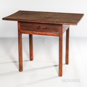 Red-painted Pine and Maple Tavern Table