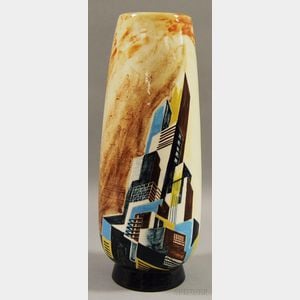 Stonelain Art Pottery Vase Decorated with New York City Skyscrapers