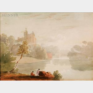 David Cox the Elder (British, 1783-1859) On the Lake Shore