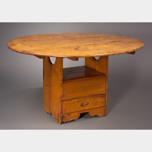 Circular Maple Hutch Table with Drawer