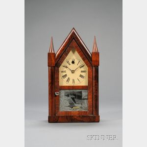 Rosewood Miniature Steeple Clock by Theodore Terry & Company