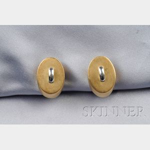 18kt Gold and Platinum Earclips, Angela Cummings