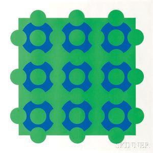 Victor Vasarely (Hungarian/French, 1908-1997) Untitled (Blue and Green)