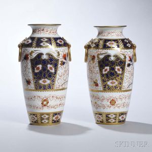 Pair of Wedgwood Bone China Imari Pattern Vases