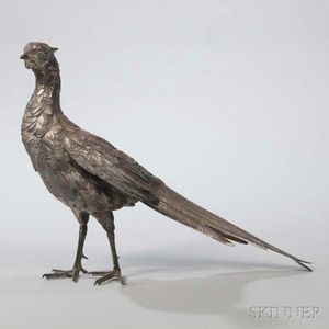 Silvered Bronze Figure of a Pheasant