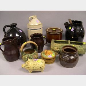Eleven Pieces of Glazed Stoneware and Art Pottery