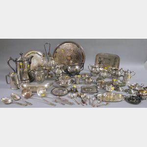 Large Group of Silver-plated Serving Items