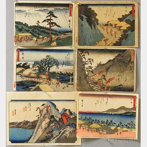 Six Utagawa Hiroshige (1797-1858) Woodblock Prints