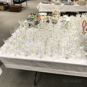Large Group of Colorless Glass Stemware. 