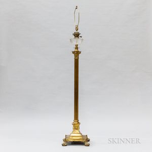 Harrods Classical-style Brass and Glass Columnar Fluid Floor Lamp