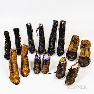 Seven Pairs of Antique Women's Shoes