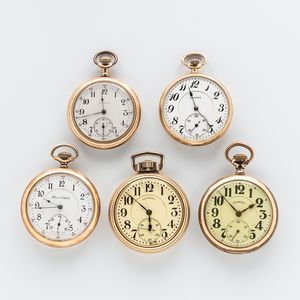 Five Illinois Watch Co. Open-face Watches