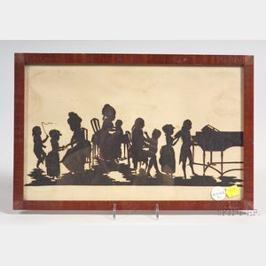Framed Continental Silhouette of a Family Scene