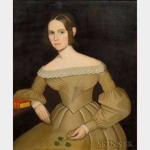 Attributed to Ammi Phillips (Kent, Litchfield County, Connecticut area, 1788-1865) Portrait of Augusta Maria Foster, c. 1836.