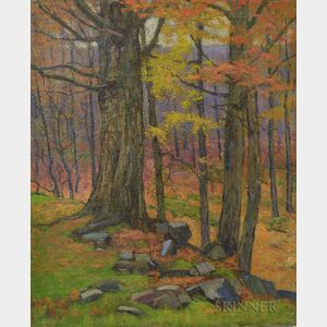 Attributed to Harriet Randall Lumis (American, 1870-1953) Autumn Landscape with Trees