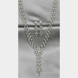 Edwardian Platinum, Seed Pearl, and Diamond Necklace