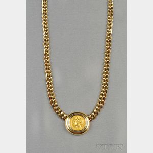 18kt Bicolor Gold and Ancient Gold Coin Necklace, Bulgari