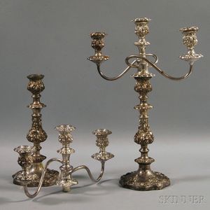 Pair of Silver-plated Three-light Convertible Candelabra
