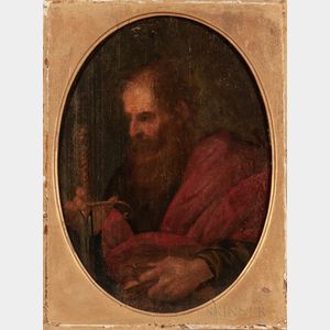 Manner of Giuseppe Vermiglio (Italian, 1585-1635) St. Paul Holding a Book and Sword