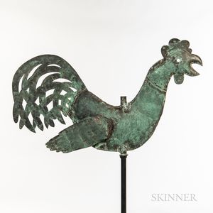 Large Molded Sheet Copper Rooster Weathervane
