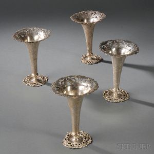 Four Sterling Silver Vases