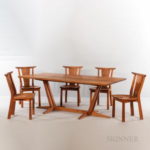 Thomas Moser Edo Trestle Table and Five Edo Chairs