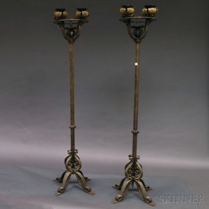 Pair of Painted-metal Four-light Torchieres