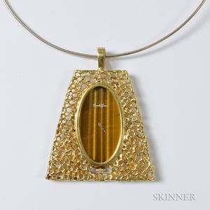 18kt Gold and Tiger's-eye Pendant Watch, Bueche-Girod