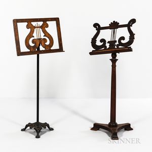 Two Neoclassical-style Walnut Adjustable Music Stands