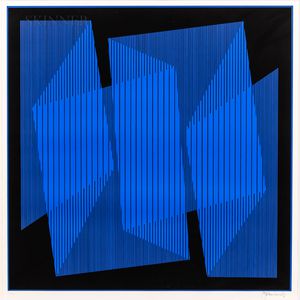 Julian Stanczak (Polish/American, 1928-2017) Blue Cut-Out Fold