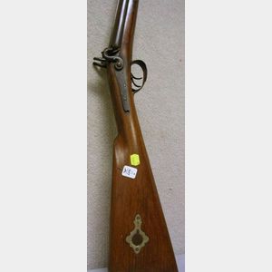 English Double Barrel Flintlock Rifle