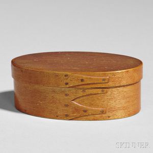 Shaker Orange-stained Covered Pine and Birch Oval Box