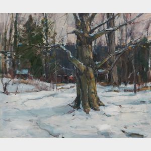 Carl William Peters (American, 1897 or 1898-1980) Woods in Snow