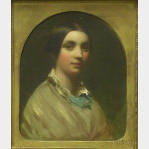 Framed Oil on Canvas Victorian Portrait of a Young Woman