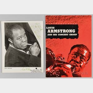 Louis Armstrong and His Concert Group Program and Autographed Photo. 