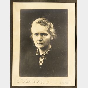 Curie, Marie (1867-1934) Signed Photograph and Autograph Note Signed, 1921.