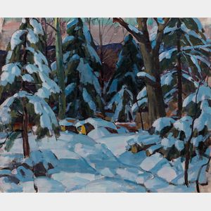 Carl William Peters (American, 1897 or 1898-1980) Snow-laden Evergreens